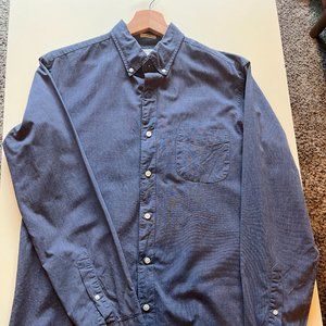 L/S J Crew Secret Wash Organic Cotton poplin shirt, Slim, Medium, Navy